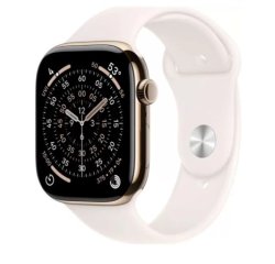 Умные часы Watch Series 11 LTE 46 мм (титановый корпус, золотистый/легкие румяна, спортивный силиконовый ремешок M/L)