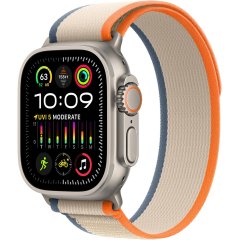 Apple Watch Ultra 2 LTE 49 мм (титановый корпус, титановый/бежево-оранжевый, нейлоновый ремешок размера S/M)
