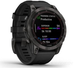 Умные часы Garmin Fenix 7 Sapphire Solar 47 мм (черный титан/черный)